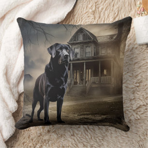 Zwart labrador halloween eng kussen
