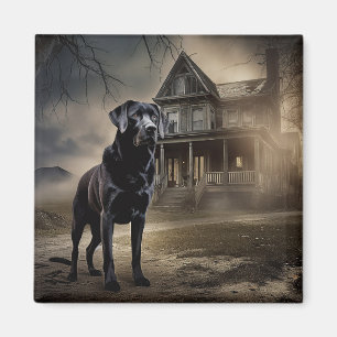 Zwart labrador halloween eng magneet