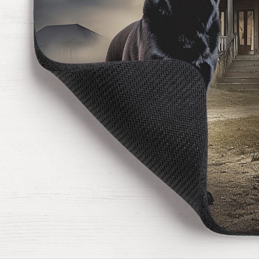 Zwart labrador halloween eng muismat (Hoek)