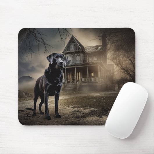 Zwart labrador halloween eng muismat (Met muis)