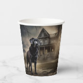 Zwart labrador halloween eng papieren bekers (Voorkant)