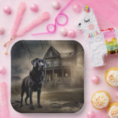 Zwart labrador halloween eng papieren bordje (Feest)
