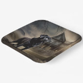 Zwart labrador halloween eng papieren bordje (Gebogen)