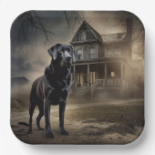 Zwart labrador halloween eng papieren bordje (Voorkant)