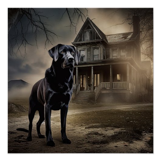 Zwart labrador halloween eng perfect poster (Voorkant)