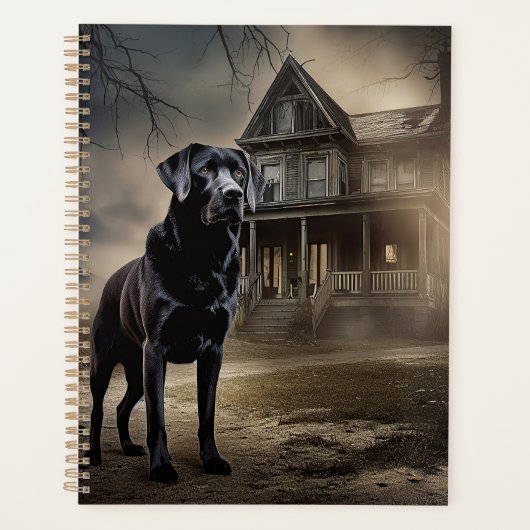 Zwart labrador halloween eng planner (Voorkant)