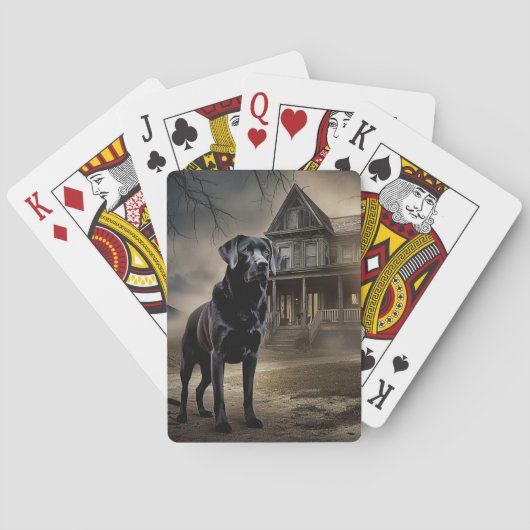 Zwart labrador halloween eng pokerkaarten (Achterkant)