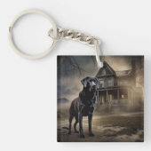 Zwart labrador halloween eng sleutelhanger (Voorkant)