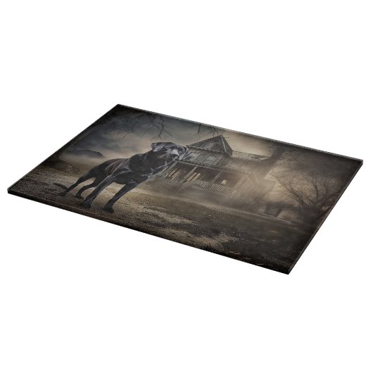 Zwart labrador halloween eng snijplank (Hoek)