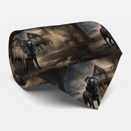 Zwart labrador halloween eng stropdas (Opgerold)