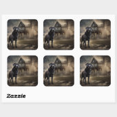 Zwart labrador halloween eng vierkante sticker (Vel)