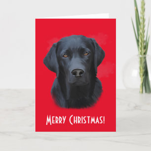 Zwart Labrador Hond Kleur Kunst Schilderen Kerstmi Feestdagen Kaart