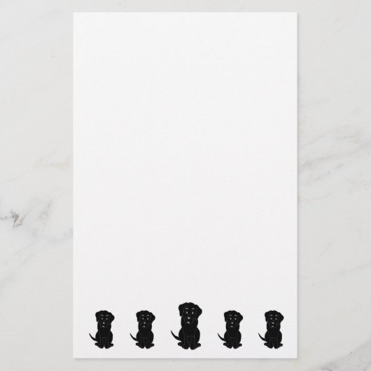 Zwart Labrador Hond Ontwerp Briefpapier (Voorkant)