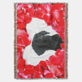 Zwart labrador hond Rozen hart foto gooien deken (Voorkant Verticaal)