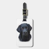 Zwart Labrador Hond Water Kleur Kunst Schilderen Bagagelabel (Voorkant verticaal)