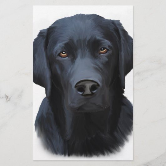 Zwart Labrador Hond Water Kleur Kunst Schilderen Briefpapier (Voorkant)