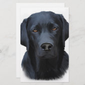 Zwart Labrador Hond Water Kleur Kunst Schilderen Briefpapier (Voorkant / Achterkant)