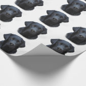 Zwart Labrador Hond Water Kleur Kunst Schilderen Cadeaupapier (Hoek)