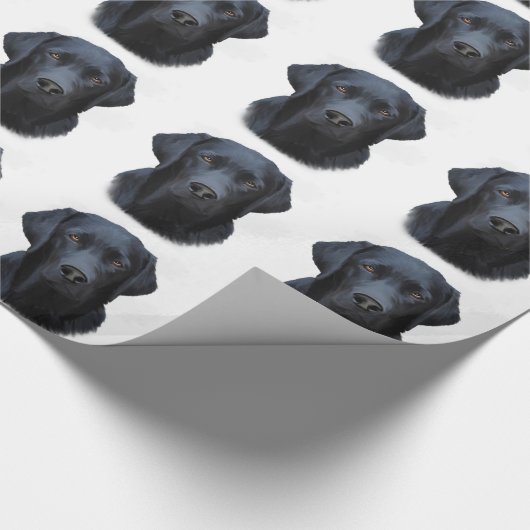 Zwart Labrador Hond Water Kleur Kunst Schilderen Cadeaupapier (Hoek)