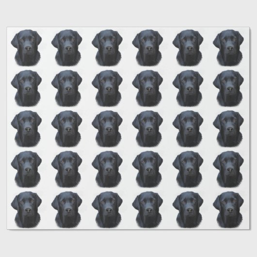 Zwart Labrador Hond Water Kleur Kunst Schilderen Cadeaupapier (Vlak)
