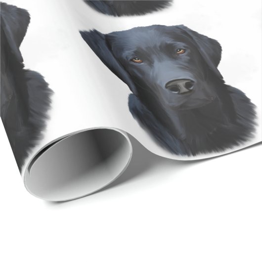 Zwart Labrador Hond Water Kleur Kunst Schilderen Cadeaupapier (Rol Hoek)