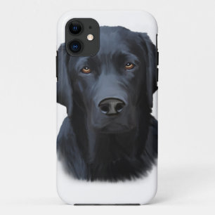 Zwart Labrador Hond Water Kleur Kunst Schilderen iPhone 11 Hoesje