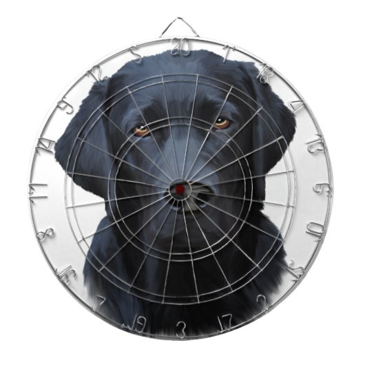 Zwart Labrador Hond Water Kleur Kunst Schilderen Dartbord (Voorkant)