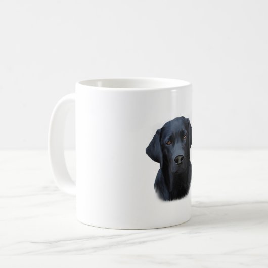 Zwart Labrador Hond Water Kleur Kunst Schilderen Koffiemok (Voorkant links)