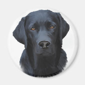 Zwart Labrador Hond Water Kleur Kunst Schilderen Magneet (Voorkant)