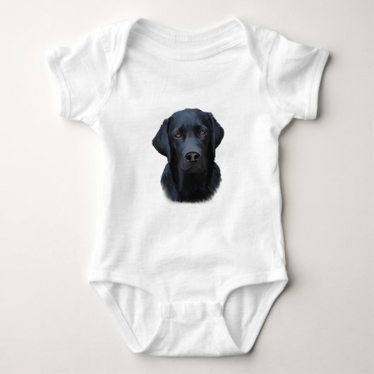 Zwart Labrador Hond Water Kleur Kunst Schilderen Romper (Voorkant)