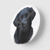 Zwart Labrador Hond Water Kleur Kunst Schilderen Ronde Klok (Hoek)