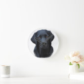 Zwart Labrador Hond Water Kleur Kunst Schilderen Ronde Klok (Huis)