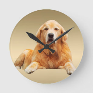 Zwart Labrador Hond Water Kleur Kunst Schilderen Ronde Klok