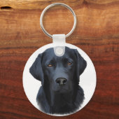 Zwart Labrador Hond Water Kleur Kunst Schilderen Sleutelhanger (Voorkant)