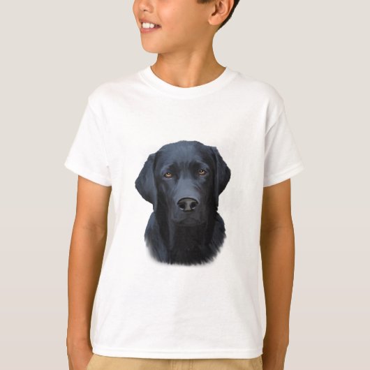 Zwart Labrador Hond Water Kleur Kunst Schilderen T-shirt (Voorkant)