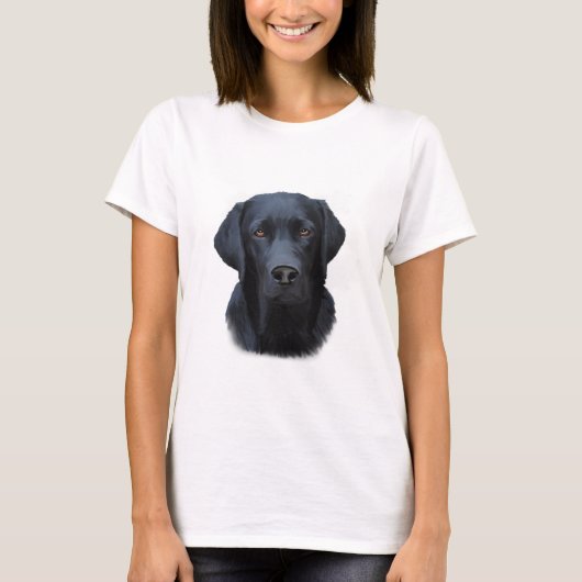 Zwart Labrador Hond Water Kleur Kunst Schilderen T-shirt (Voorkant)