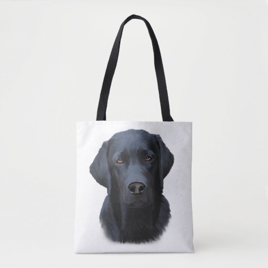 Zwart Labrador Hond Water Kleur Kunst Schilderen Tote Bag (Voorkant)
