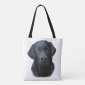 Zwart Labrador Hond Water Kleur Kunst Schilderen Tote Bag (Achterkant)