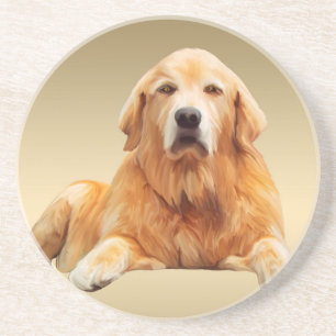 Zwart Labrador Hond Water Kleur Kunst Schilderen Zandsteen Onderzetter