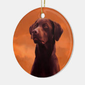 Zwart labrador hondenportret keramisch ornament (Links)