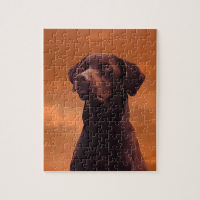 Zwart labrador hondenportret legpuzzel (Verticaal)