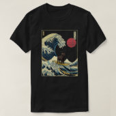 Zwart Labrador Japans Kanagawa Wave Funny Surf D T-shirt (Design voorkant)