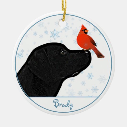 Zwart labrador kardinaal Cute Dog Black Lab Keramisch Ornament (Voorkant)