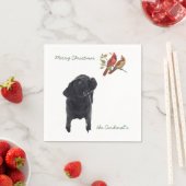 Zwart Labrador Kerst Kardinalen Schattige Dog Servet (Insitu)