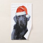 Zwart Labrador Kerst Leuke Santa Hond Bad Handdoek (Handdoek)