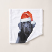 Zwart Labrador Kerst Leuke Santa Hond Bad Handdoek (Wasdoekje)