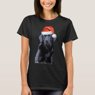 Zwart Labrador Kerst Leuke Santa Hond T-shirt