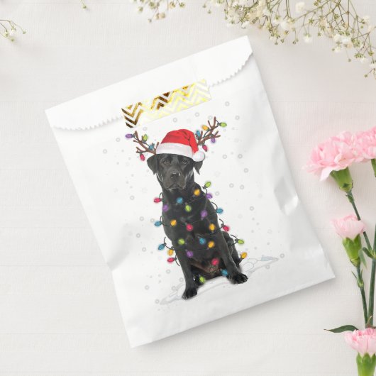 Zwart labrador kerstboom Light Pajama Dog Bedankzakje (Gezegeld)