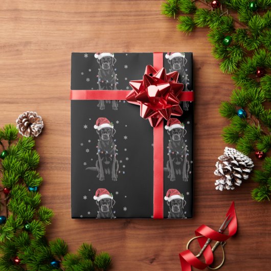 Zwart labrador kerstboom Light Pajama Dog Cadeaupapier (Feestdagen Geschenken)