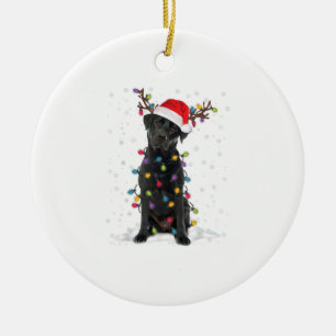 Zwart labrador kerstboom Light Pajama Dog Keramisch Ornament